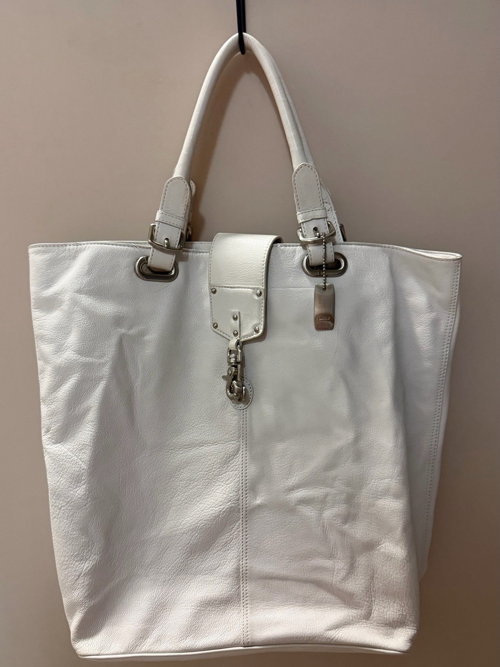 DKNY White Large Soft Leather Purse / Tote Bag Vintage Bag